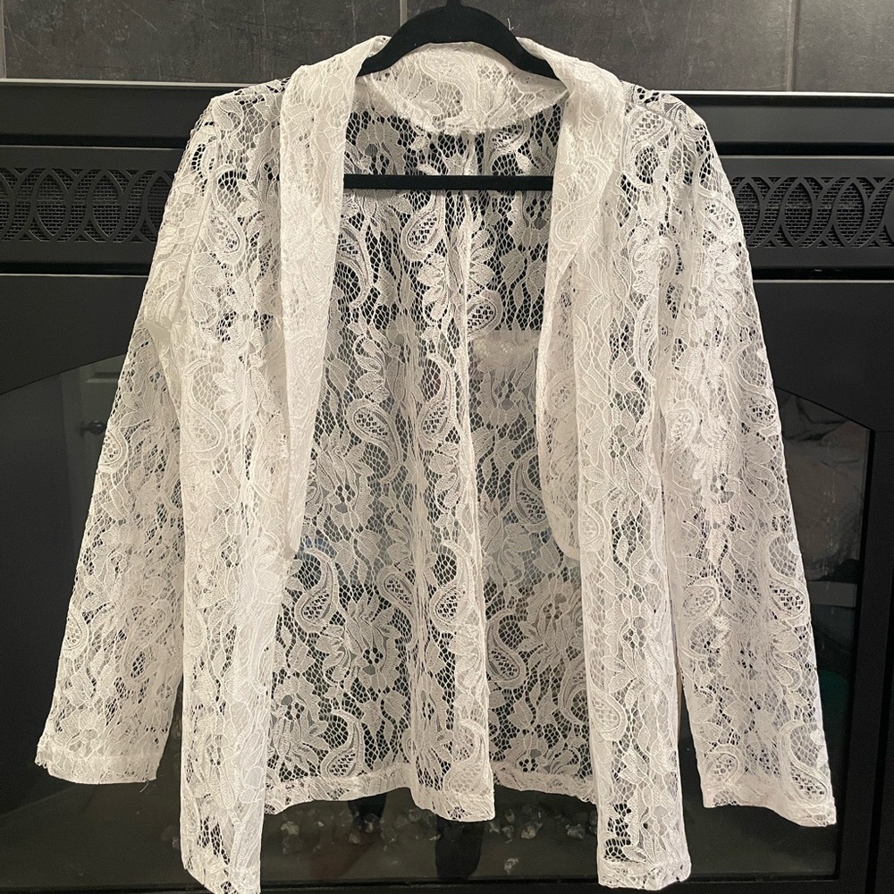 Elegant White Lace Cardigan